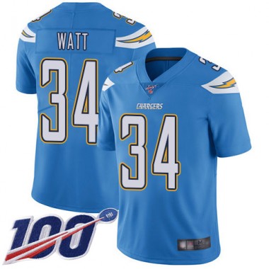 Los Angeles Chargers NFL Football Derek Watt Electric Blue Jersey Youth Limited #34 Alternate 100th Season Vapor Untouchable->youth nfl jersey->Youth Jersey
